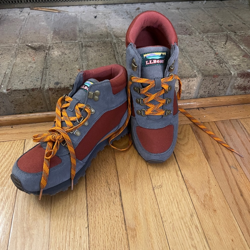 LL Bean Hiking Boots - Boys size 6 - Red/Grey with Orange accents
